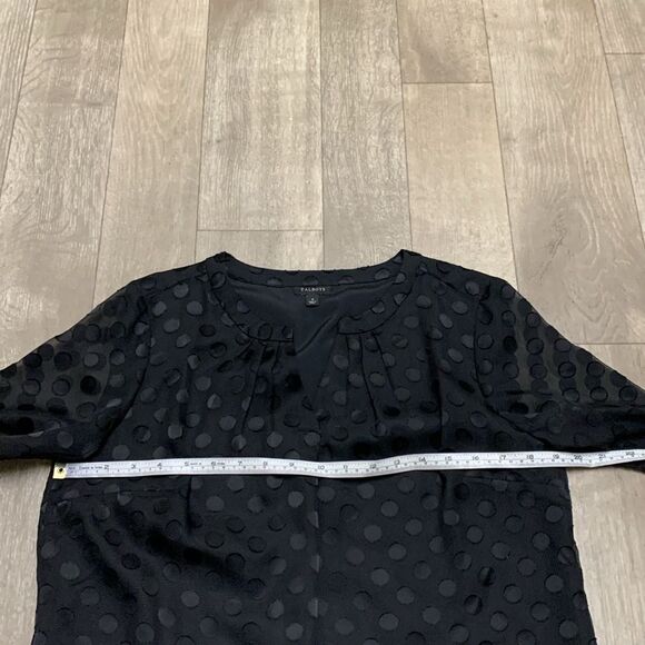 Womens Talbots Black Polka Dot Sheer See‎ Through Lined V-Neck Blouse Shirt - Picture 3 of 8